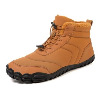 Generic Plus Size Winter Barefoot Shoes Womens Mens Wide Toe Box Camping Walking Boots Sneakers Non-Slip Warm Snow Boots Ankle Booties(Yellow,7.5 UK)