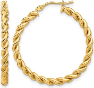 Diamond2Deal 14K Yellow Gold Round Twist Hoop Earrings 31.32 mm