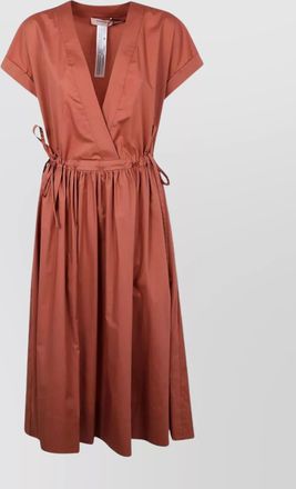 Twin-Set midi dress with waist tie and v-neck