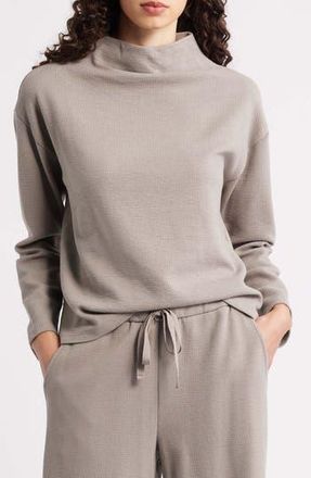 Eileen Fisher Funnel Neck Boxy Organic Cotton Blend Top in Reed at Nordstrom Rack, Size Small