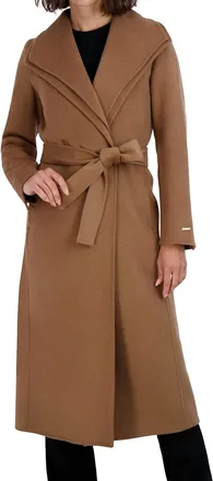 Tahari wool blend belted wrap coat on sale