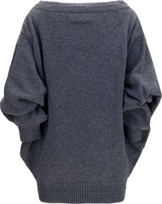 Maison Margiela Womens Mini Dress Dark Grey Melange Merino Wool