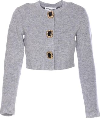 Self Portrait Cardigan con decorazione - Grigio