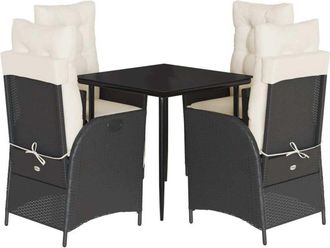 vidaXL Set De Muebles Jard&iacute;n 5 Pzas Con Cojines Rat&aacute;n Sint&eacute;tico Negro Vidaxl