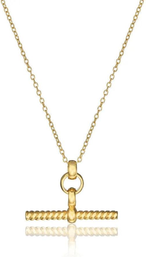 Gold Twisted T-Bar Necklace