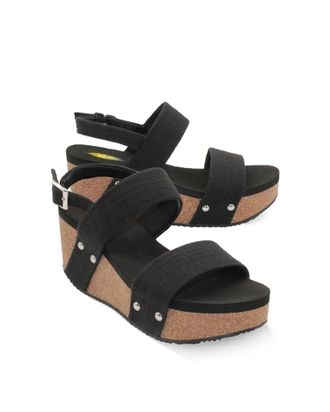 Volatile Womens Summerlove Sandal In Black Linen