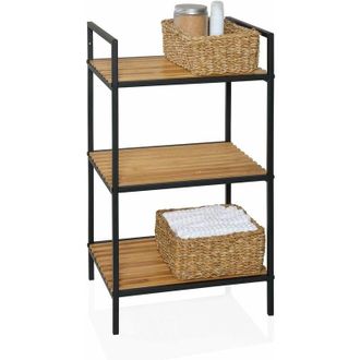 Andrea House Andrea House - Ba69091 Estanter&iacute;a 3 Estantes Metal Negro Bambu - Ref: Ba69091