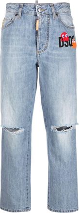 Dsquared2 distressed cropped jeans - women - Cotton/Cotton/Polyester - 48 - Blue