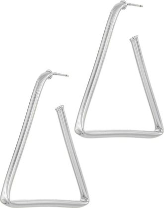 Savvy Cie Jewels RHODIUM PLATED TRIANGLE EARRINGS