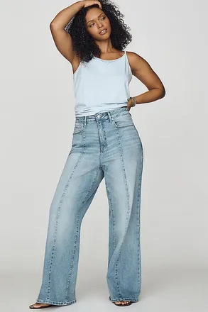 Good American Good Waist High-Rise Palazzo Wide-Leg Jeans