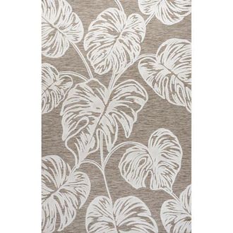 Jonathan Y Designs Tobago High-Low Two-Tone Monstera Leaf Indoor/Outdoor Area Rug in Brown/ivory at Nordstrom, Size 4Ft 0In X 6Ft 0In