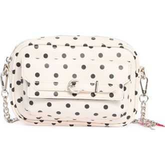 Madden Girl Crinkle Faux Leather Camer Bag in Cream Polka Dot at Nordstrom Rack