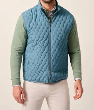 Johnnie-O Belfry Quilted Puffer Vest In Mid Blue