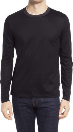 BOSS Tenison Long Sleeve Crewneck T-Shirt in Black at Nordstrom, Size Medium