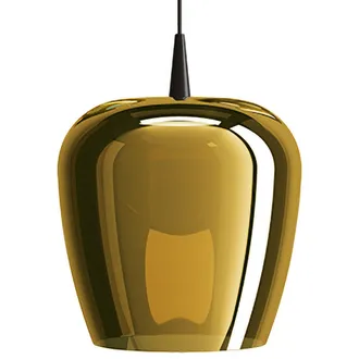 Zafferano Zafferano Lampada A Sospensione Bilia 230v Nude In Vetro Borosilicato Soffiato, Finitura Oro Antico, Diametro 27 Cm, Tecnologia Led Cri 90 Dimmerabile