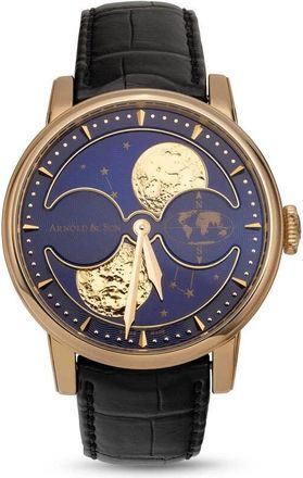 Arnold & Son Pre-owned Arnold and Son Hm Double Hemisphere Perpetual Moon Blue Dial Mens Watch 1GLAR.U03A.C122A