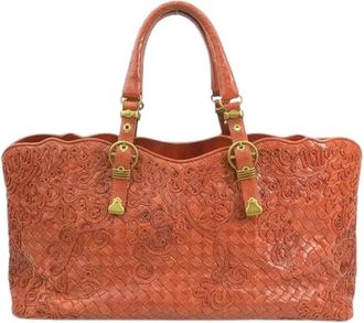 Bottega Veneta Pre-owned Handbags, female, Orange, Size: ONE SIZE Pre-owned Fabric Handbag