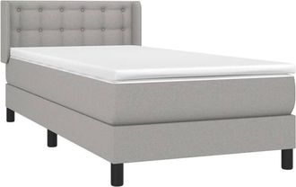 vidaXL Cama Box Spring Con Colch&oacute;n Tela Gris Claro 90x190 Cm Vidaxl