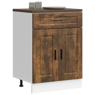 Berkfield Home Kitchen Base Cabinet&not;Porto Smoked Oak Engineered Wood in Brown