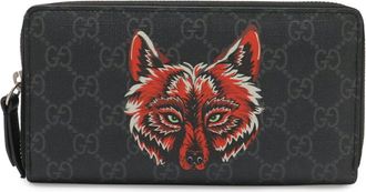 Gucci Black Dark Gray Red Color Gg Supreme Canvas Leather Long Wallet (Bi-Fold) (Pre-Owned)