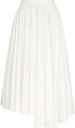 Self Portrait Asymmetric Cotton-poplin Midi Skirt - White - 16 (UK16 / XL)