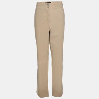 424 Elena Miro Khaki Stretch Cotton Wide Leg Pants