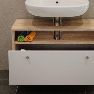 Vicco Mobiletto per lavabo Fynn, Sonoma/Bianco, 80.2 x 54 cm con cassetto Vicco