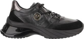Pinko Pinko, Schoenen, Dames, Zwart, 38 EU, Leer, Leren Sneakers met Logo