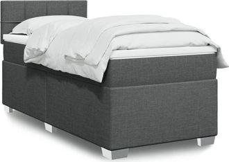 vidaXL Vidaxl - Cama Box Spring Con Colch&oacute;n Tela Gris Oscuro 80x200 Cm