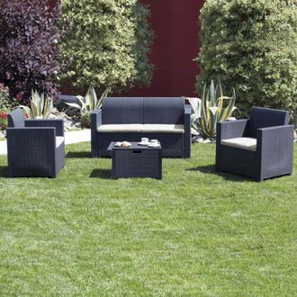 Milani Home Milani Home - nebraska - salotto da giardino completo di cuscini intreccio in rattan sintetico