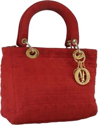 Dior Pre-owned Handbags, female, Red, Size: ONE SIZE Pre-owned Nylon Hand Bag with Charm