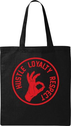Generic Hustle Loyalty Respect OK Sign Natural Ecological Cotton Tote Bag Black