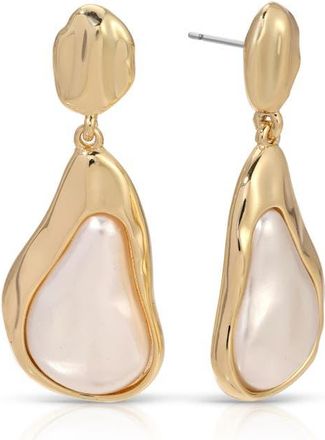 Ettika Hidden Stone Molten Drop Earrings in Pearl at Nordstrom