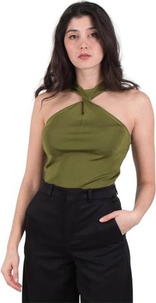 Drykorn Groene Gebreide Top - Dames - Tops zonder mouwen - Groen - XS - Tops