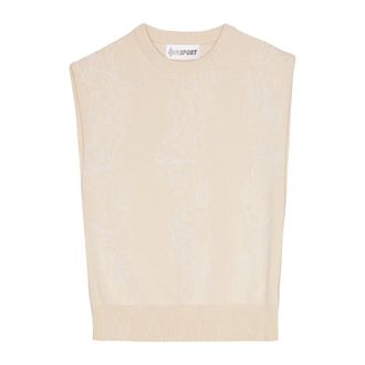 OperaSPORT Round-neck Knitwear, female, Beige, XS, Elegant Textured Off-White Vest