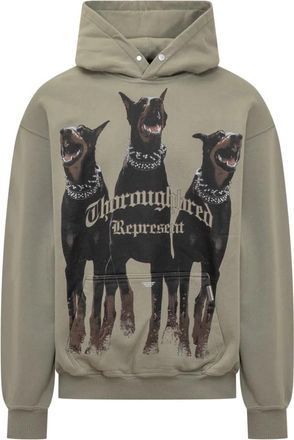 Represent Groene katoenen hoodie met voorprint - Heren - Hoodies - Groen - S - Katoen - Hoodies & sweatvesten