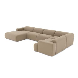 Sia Home Sof&aacute; panor&aacute;mico izquierdo 7 plazas tejido rizo topo