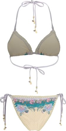 Zimmermann Womens Indra Crochet Detail Bikini Cream Scarf Floral Polyamide; Elastane Swimwear Sea Clothing