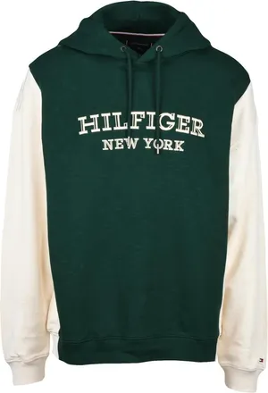 Tommy Hilfiger Green Contrast Sleeve Cotton Hoodie