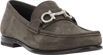 Ferragamo Mens Loafers Avril Grey Leather Calf