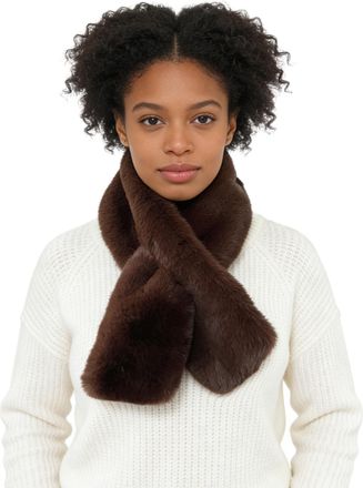 Lina & Lily Faux Fur Pull-Through Womens Winter Collar Scarf Neck Warmer Rectangle Fluffy (Chocolate Brown)