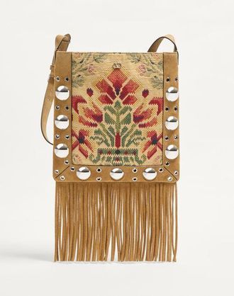 Valentino Garavani Borsa A Spalla Valentino Garavani Nellc&ocirc;te In Tessuto Jacquard Con Frange Uomo HAVANA BEIGE/MULTICOLOR UNI