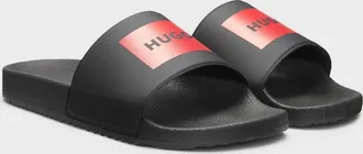 HUGO BOSS Mens HUGO Mens Timein Mens Slides with Logo Strap - Black 001 - Size: 10