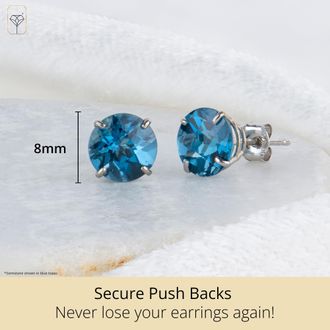 MAX + STONE 10k Yellow or White Gold 8mm Round Cut Gemstone Birthstone Stud Earrings