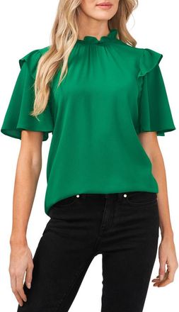 CeCe by Cynthia Steffe Flutter Sleeve Blouse in Green at Nordstrom Rack, Size Medium