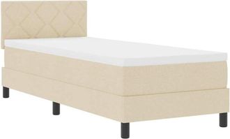 vidaXL Box Spring Bed with Mattress Cream 80 x 200 cm Fabric vidaXL