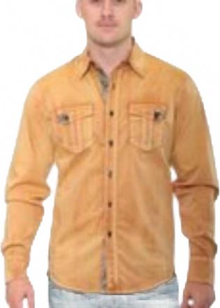 Realtree Mens Long Sleeve Button Up Western Shirt In Mustard