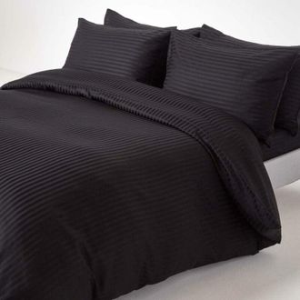 Homescapes Homescapes - Black Egyptian Cotton Duvet Cover Set 330 Thread Count, Super King - Black