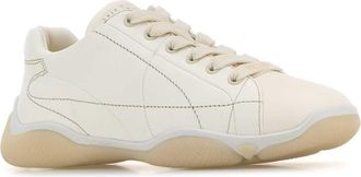 Prada Womens Allacciate Sneaker White Lambskin