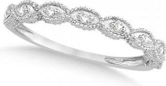 Allurez Antique Marquise Shape Pave Diamond Wedding Ring Platinum (0.10ct)